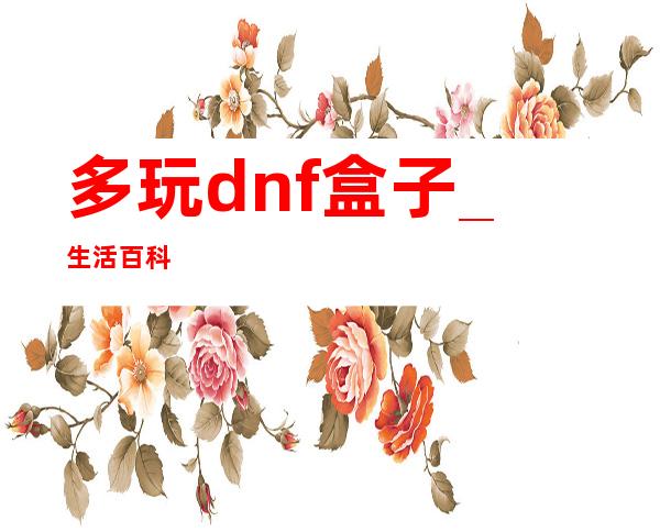 多玩dnf盒子 _生活百科