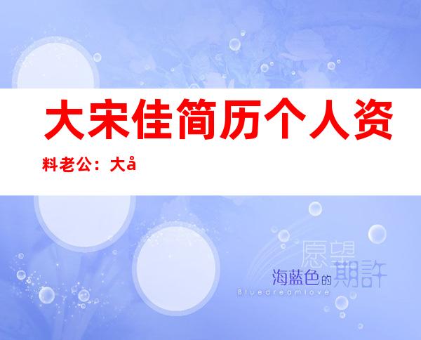 大宋佳简历个人资料老公：大宋佳和小宋佳什么关系