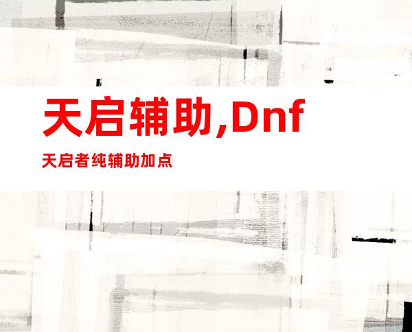 天启辅助, Dnf天启者纯辅助加点