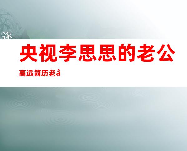 央视李思思的老公高远简历 老公魏文彬其实是误传