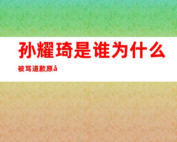 孙耀琦是谁为什么被骂 道歉原因曝光让有钱老公撑腰