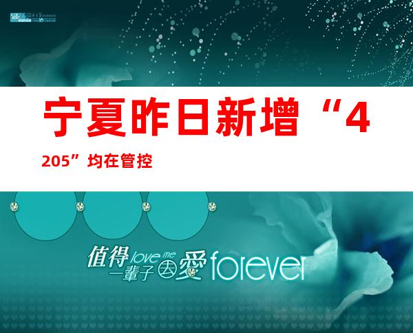 宁夏昨日新增“4+205” 均在管控状况发明