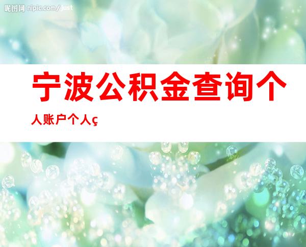 宁波公积金查询个人账户个人登录（宁波公积金查询个人账户余额查询）