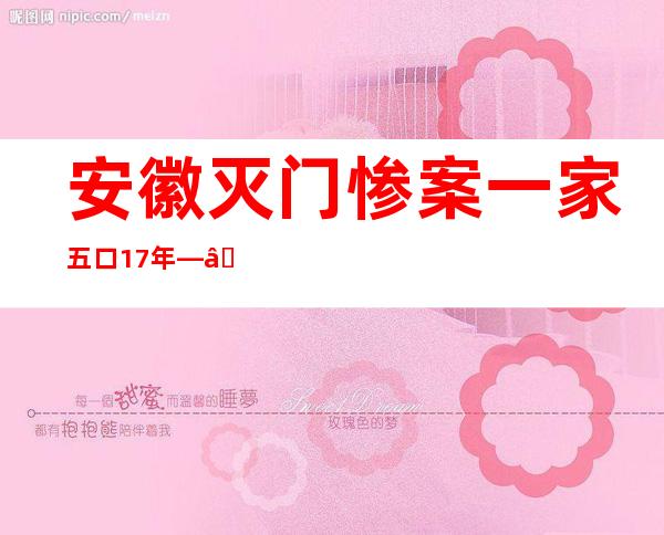 安徽灭门惨案一家五口17年——安徽灭门惨案一家五口视频