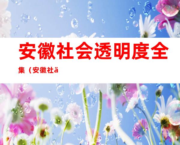 安徽社会透明度全集（安徽社会透明度）