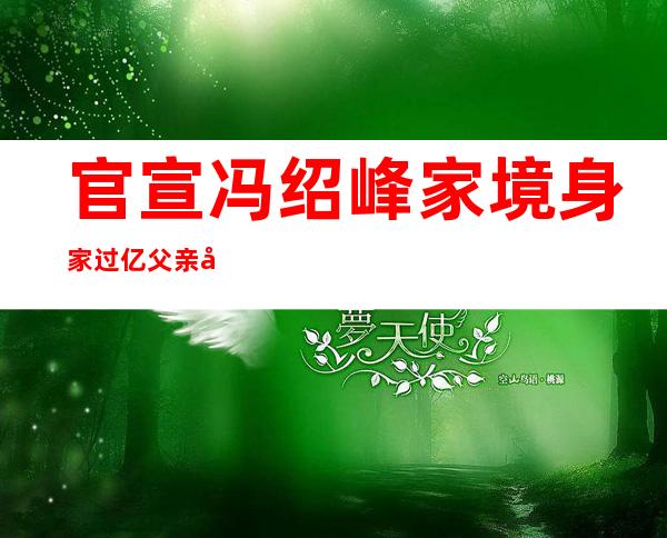 官宣冯绍峰家境身家过亿 父亲冯月平个人资料令人咋舌