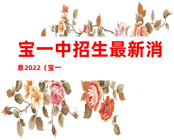 宝一中招生最新消息2022（宝一中招生最新消息2020）