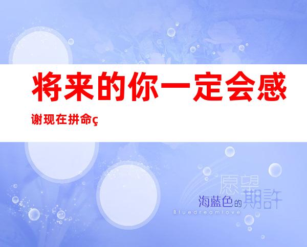 将来的你一定会感谢现在拼命的你读后感_将来的你一定会感谢现在拼命的你百度云