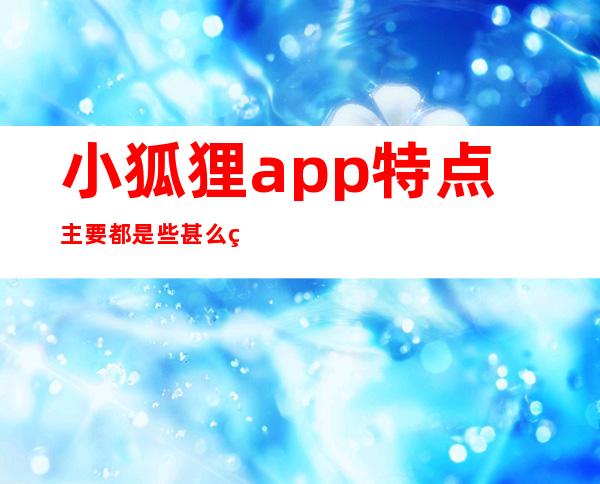 小狐狸app特点主要都是些甚么特点