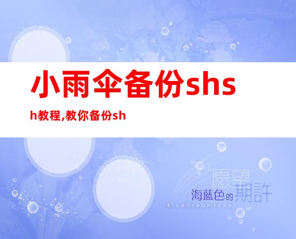 小雨伞备份shsh教程,教你备份shsh，远离数据丢失风险