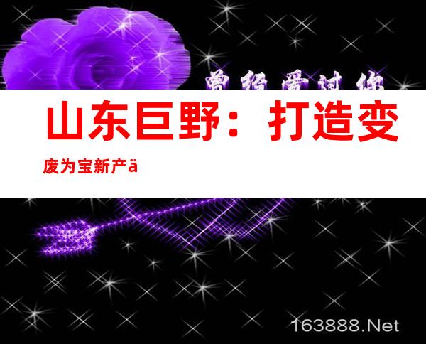 山东巨野：打造变废为宝新产业链 走出绿色发展之路