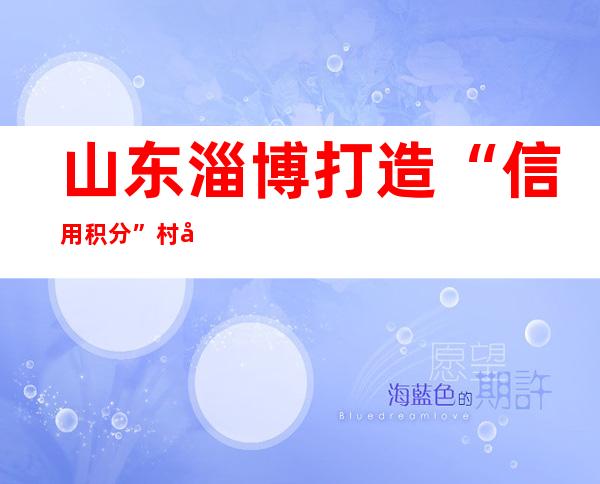 山东淄博打造“信用积分”村居服务模式 赋能基层治理