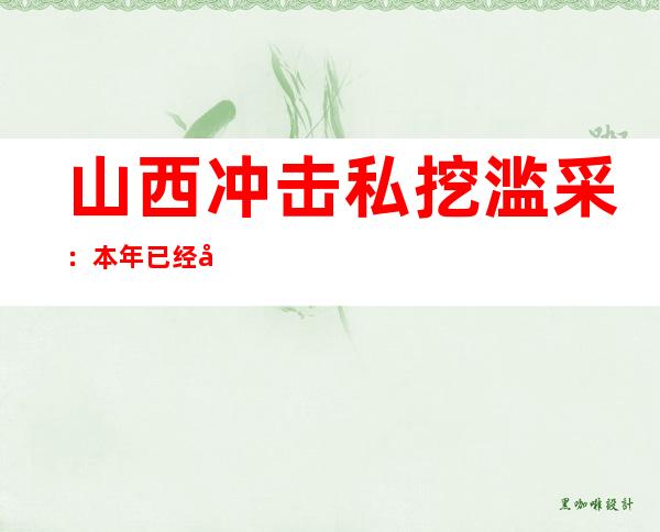 山西冲击私挖滥采：本年已经党政处罚105人 抓获犯法嫌疑人490人