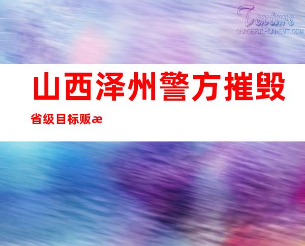 山西泽州警方摧毁省级目标贩毒网络 17名毒贩累计贩毒超30公斤