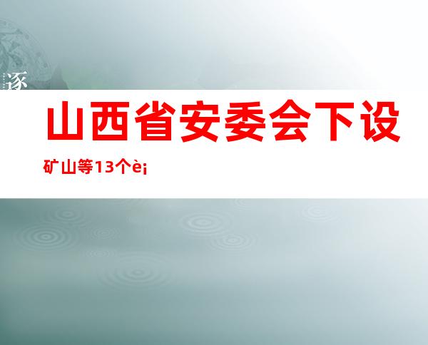 山西省安委会下设矿山等13个行业领域平安出产专业委员会