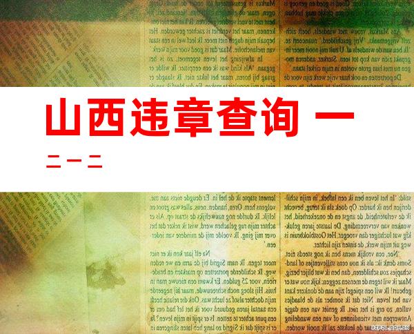 山西违章查询 一 二 一 二 三  一 二 一 二 三怎么查小我 违章？