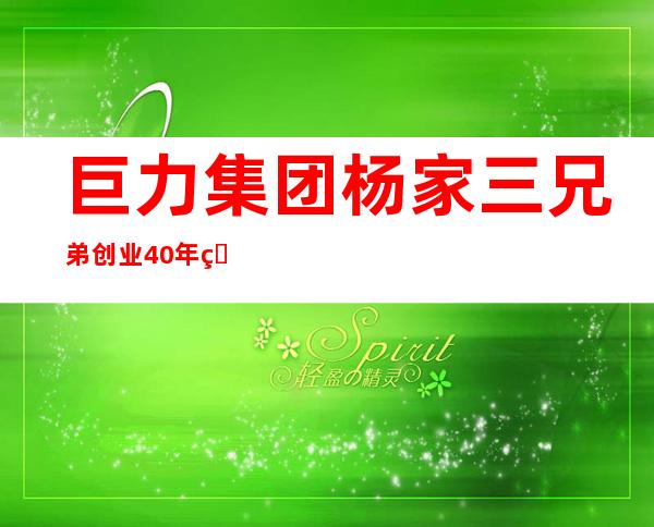 巨力集团杨家三兄弟 创业40年的发展之路