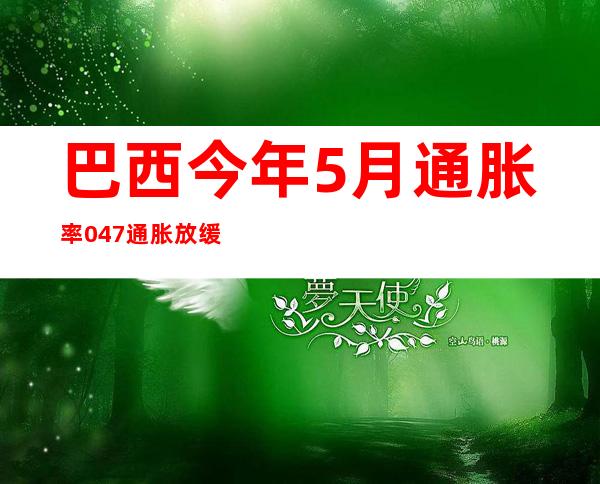 巴西今年5月通胀率0.47%  通胀放缓