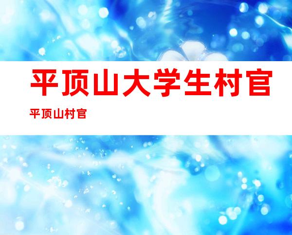 平顶山大学生村官 平顶山村官