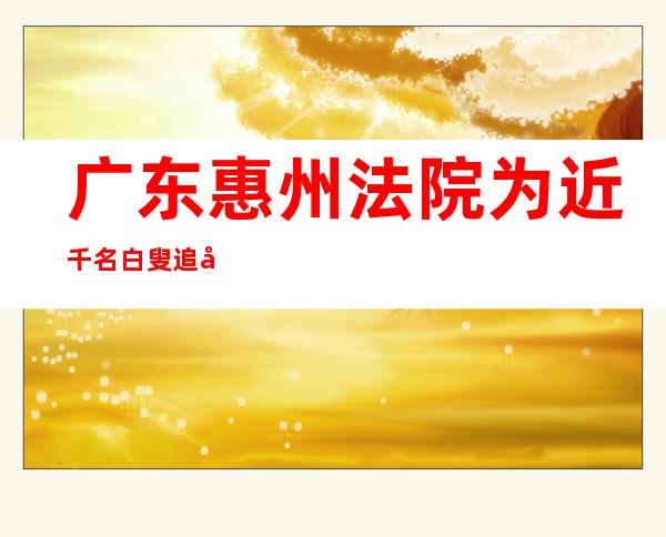 广东惠州法院为近千名白叟追归7000多万元上当资金