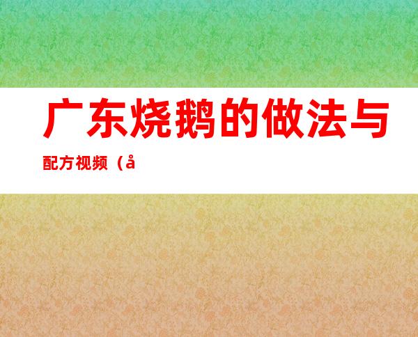 广东烧鹅的做法与配方视频（广东烧鹅哪里做的最正宗）