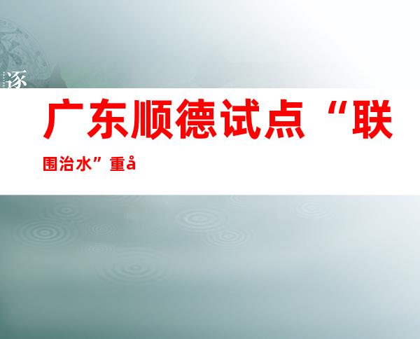 广东顺德试点“联围治水” 重塑水韵凤城魅力