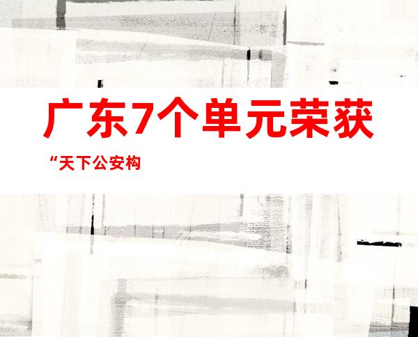 广东7个单元荣获“天下公安构造执法示范单元”称呼