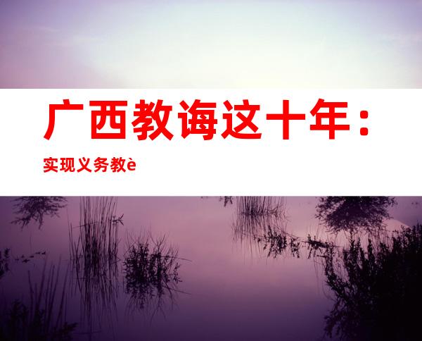 广西教诲这十年：实现义务教诲根基平衡成长 深化对于外互助