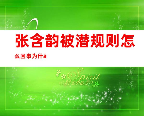 张含韵被潜规则怎么回事 为什么被称为公交车