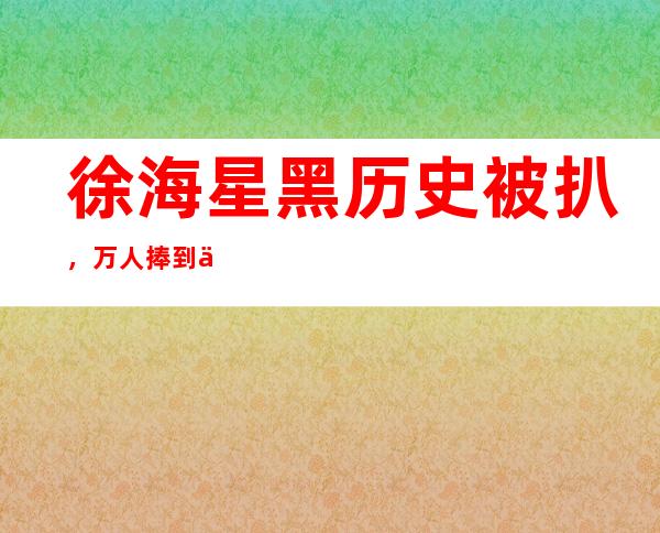 徐海星黑历史被扒，万人捧到万人嫌她经历了什么？