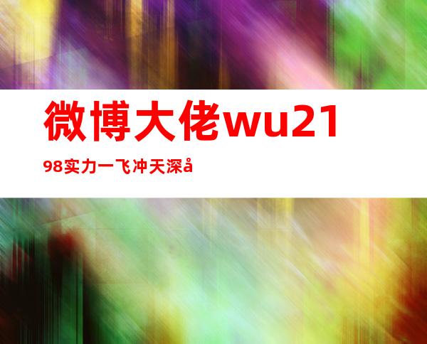 微博大佬wu2198实力一飞冲天深度解析wu的内核