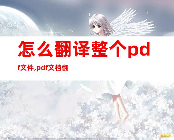 怎么翻译整个pdf文件,pdf文档翻译免费