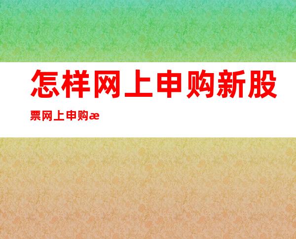 怎样网上申购新股票  网上申购新股的流程