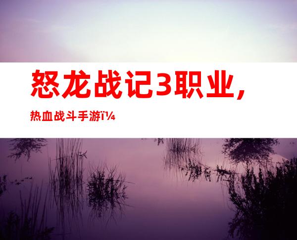 怒龙战记3职业,热血战斗手游：怒龙战记3职业选择