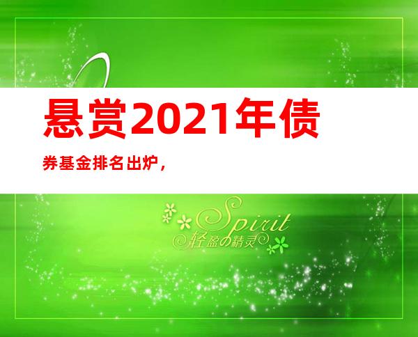 悬赏2021年债券基金排名出炉，哪些债台高筑刻骨铭心