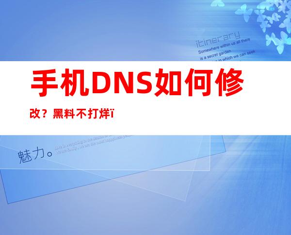 手机DNS如何修改？黑料不打烊，快速设置网址导航