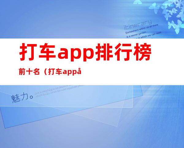 打车app排行榜前十名（打车app哪个比较好）