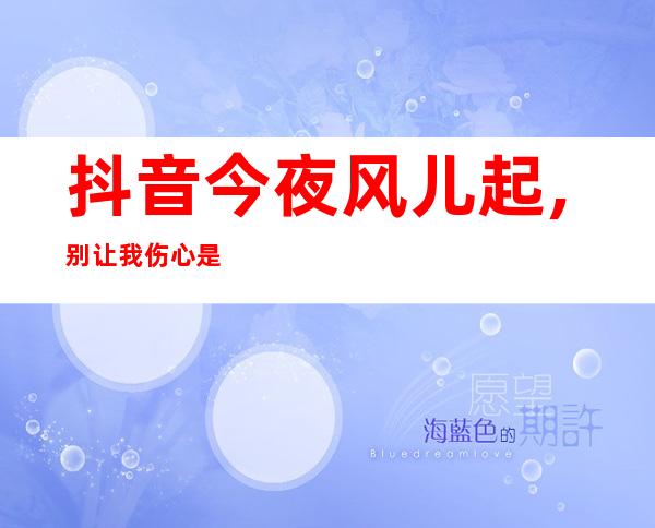 抖音今夜风儿起,别让我伤心是什么歌 歌曲大眼睛演唱者及歌词完整版介绍