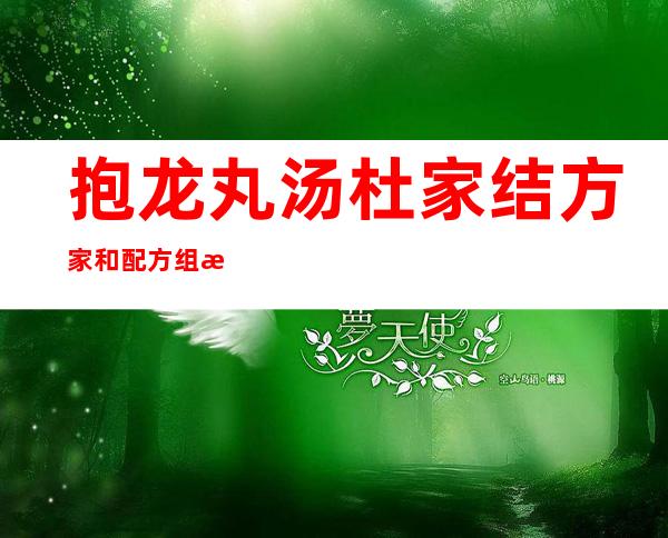 抱龙丸汤杜家结方家和配方组成_来源、用法及临床应用