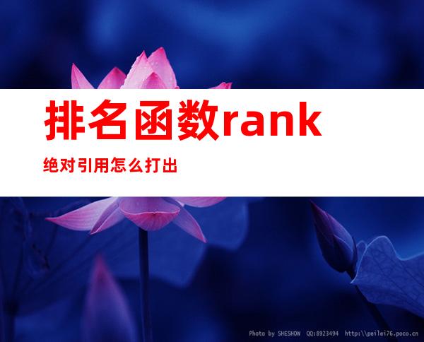 排名函数rank绝对引用怎么打出来（排名函数excel公式不重复）