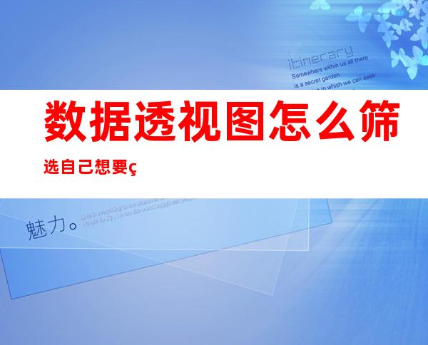 数据透视图怎么筛选自己想要的数据（数据透视图坐标轴数据怎么调）