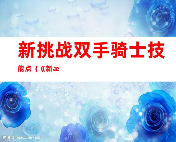 新挑战双手骑士技能点（《新挑战》骑士各种技能加点攻略）