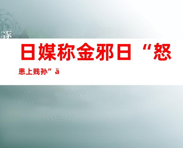 日媒称金邪日“怒患上贱孙” 二儿子分离 加丁