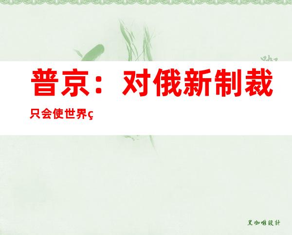 普京：对俄新制裁只会使世界粮食和化肥市场继续恶化