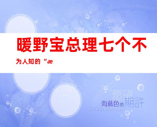 暖野宝总理七个不为人知的“机密 ”