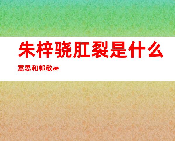 朱梓骁肛裂是什么意思 和郭敬明谁是攻事件始末