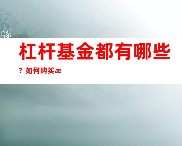 杠杆基金都有哪些？如何购买杠杆基金