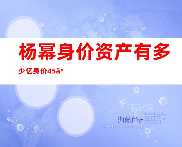 杨幂身价资产有多少亿 身价45亿元是真的吗