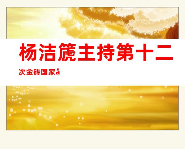 杨洁篪主持第十二次金砖国家安全事务高级代表会议