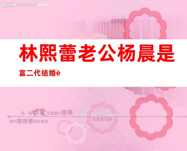 林熙蕾老公杨晨是富二代 结婚至今仍甜蜜幸福